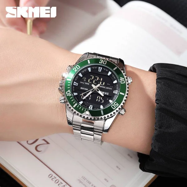 Чоловічий годинник Skmei 1850SIGN Silver-Green фото 4