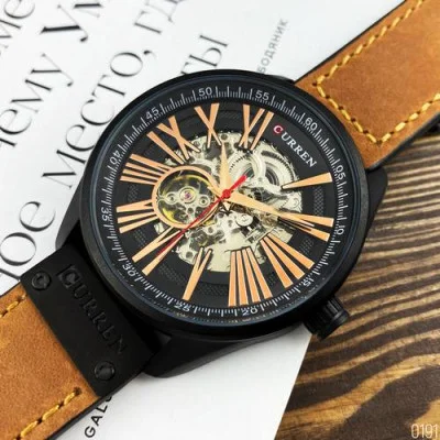 Чоловічий годинник Curren 8299 Black-Gold-Brown
