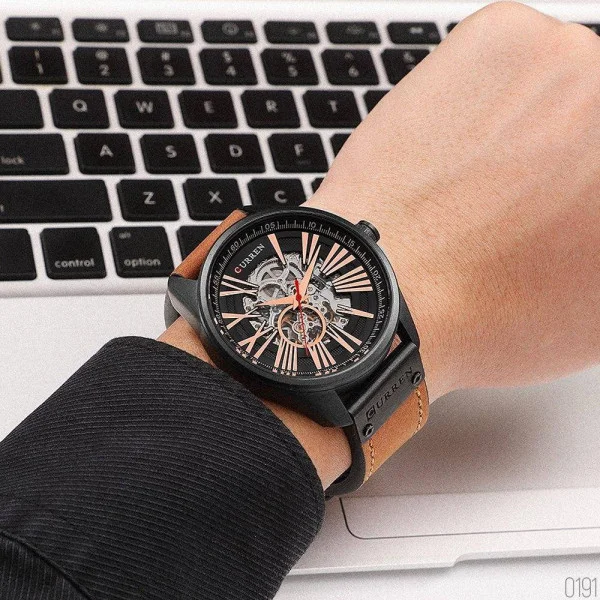 Чоловічий годинник Curren 8299 Black-Gold-Brown фото 5