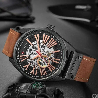 Чоловічий годинник Curren 8299 Black-Gold-Brown