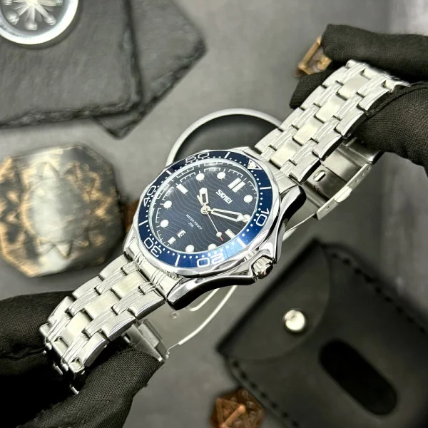 Чоловічий годинник Skmei 9276SSIBU Silver-Blue Steel Strap фото 5