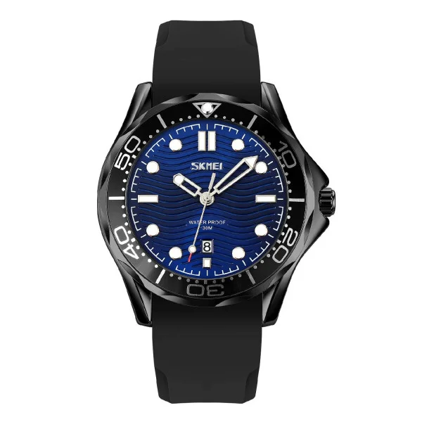 Чоловічий годинник Skmei 9276PBKBU Black-Blue Silicone Strap фото 1