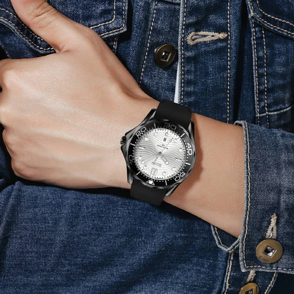 Мужские часы Skmei 9276PBKSI Black-Silver Silicone strap фото 4