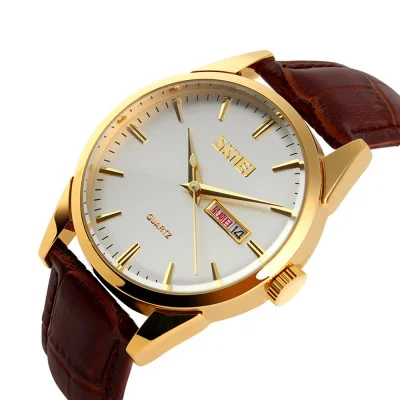 Мужские часы Skmei 9073GDWT-B Gold-White men