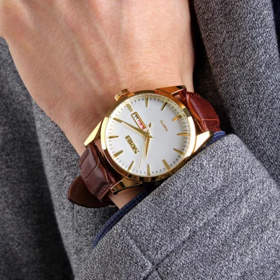 Мужские часы Skmei 9073GDWT-B Gold-White men