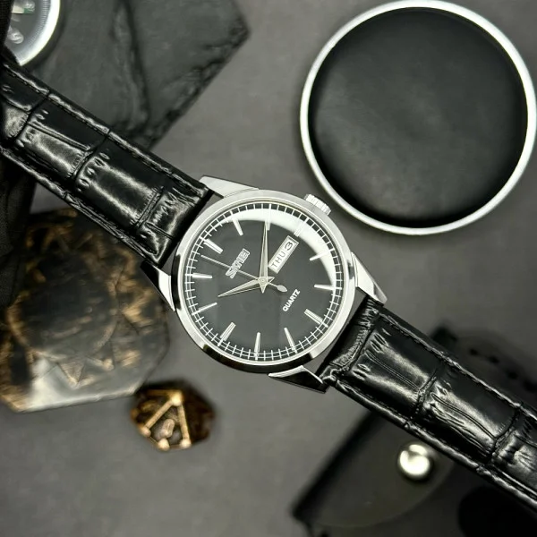 Чоловічий годинник Skmei 9073SIBK-B Silver-Black men фото 4