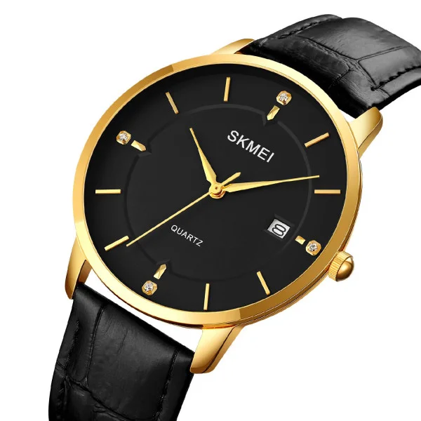 Чоловічий годинник Skmei 1801LGDBK Gold-Black Leather фото 3