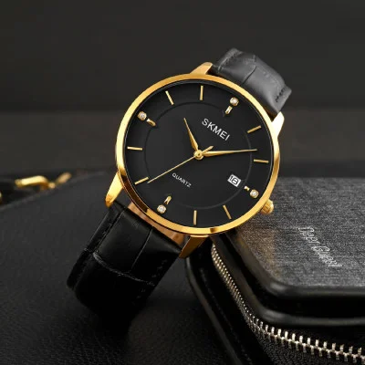 Чоловічий годинник Skmei 1801LGDBK Gold-Black Leather