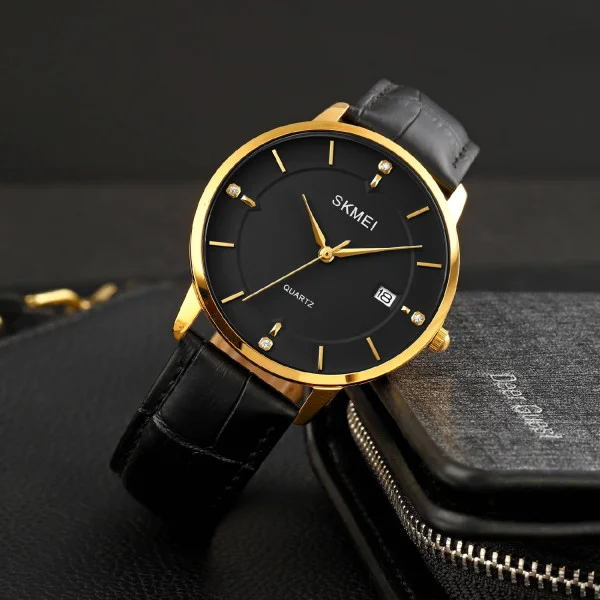 Чоловічий годинник Skmei 1801LGDBK Gold-Black Leather фото 4