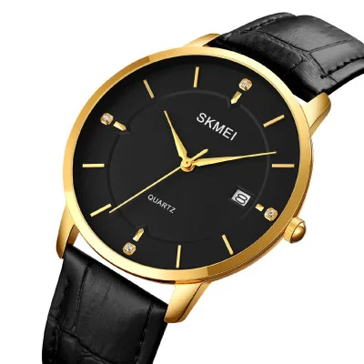 Чоловічий годинник Skmei 1801LGDBK Gold-Black Leather