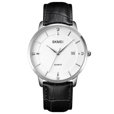Чоловічий годинник Skmei 1801LSIWT Silver-Black White Leather