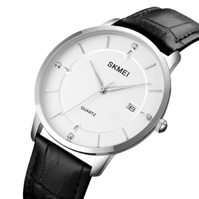 Чоловічий годинник Skmei 1801LSIWT Silver-Black White Leather