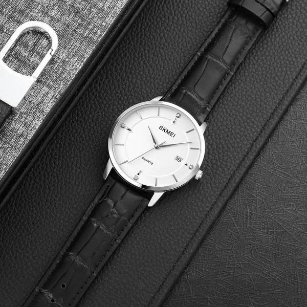 Жіночий годинник Skmei 1801LSIWT Silver-Black White Leather фото 5