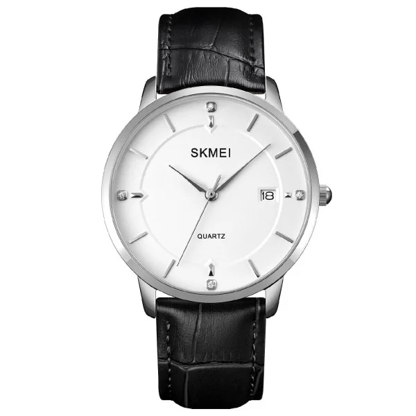 Мужские часы Skmei 1801LSIWT Silver-Black White Leather фото 1
