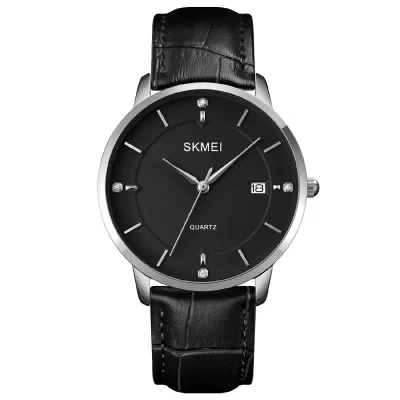 Мужские часы Skmei 1801LSIBK Silver-Black Leather