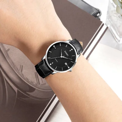 Мужские часы Skmei 1801LSIBK Silver-Black Leather