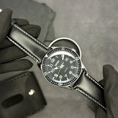 Чоловічий годинник Skmei 9232LSIBK Silver-Black Leather