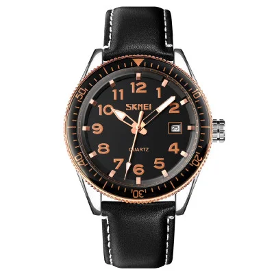 Чоловічий годинник Skmei 9232LRGBK Rose-Gold Black Leather