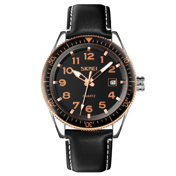 Чоловічий годинник Skmei 9232LRGBK Rose-Gold Black Leather фото 1