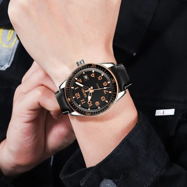 Чоловічий годинник Skmei 9232LRGBK Rose-Gold Black Leather фото 5