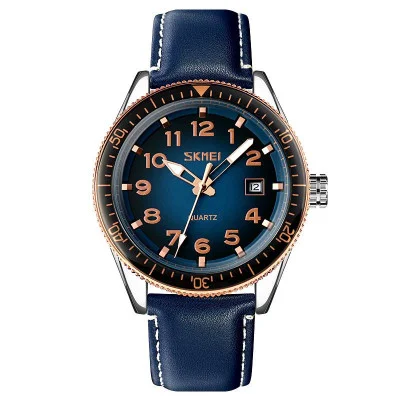 Чоловічий годинник Skmei 9232LRGBU Rose-Gold Blue Leather