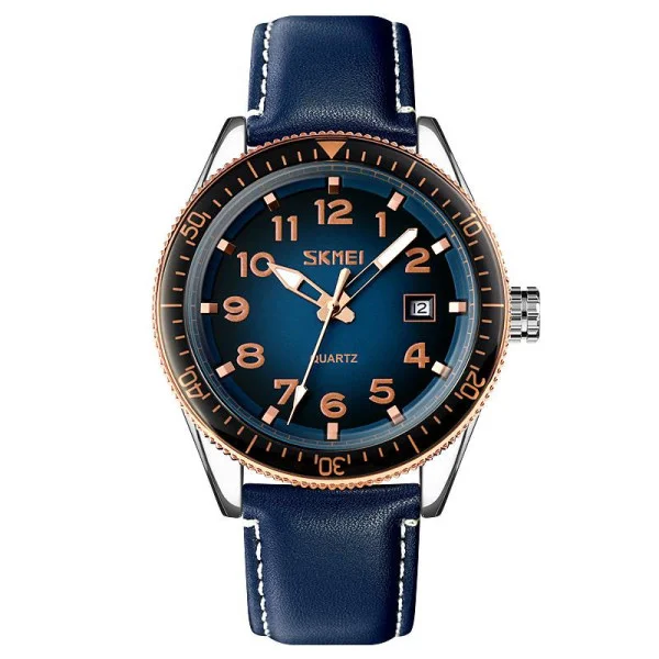 Чоловічий годинник Skmei 9232LRGBU Rose-Gold Blue Leather фото 1