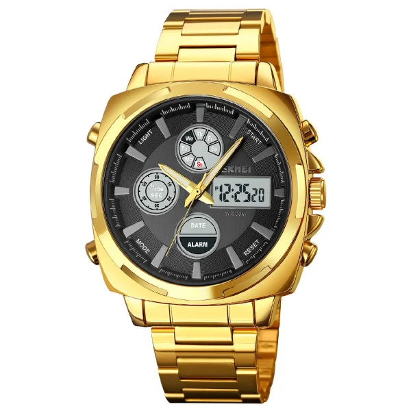 Чоловічий годинник Skmei 1673GDBK Gold-Black фото 1