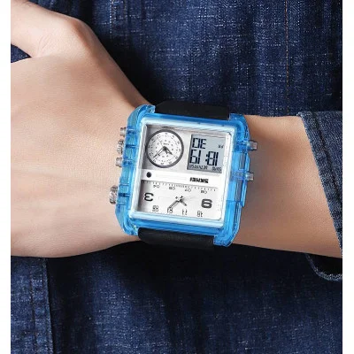Чоловічий годинник Skmei 2020BU Blue-Transparent