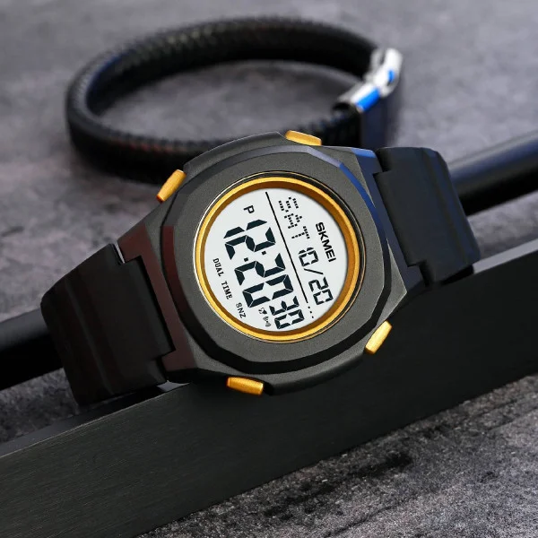 Чоловічий годинник Skmei 2023BKGD-WT Black-Gold White фото 5