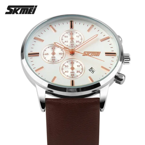 Чоловічий годинник Skmei 9103WTBN White-Brown фото 3