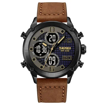 Чоловічий годинник Skmei 1975LDKBNBK Dark Brown-Black Leather.