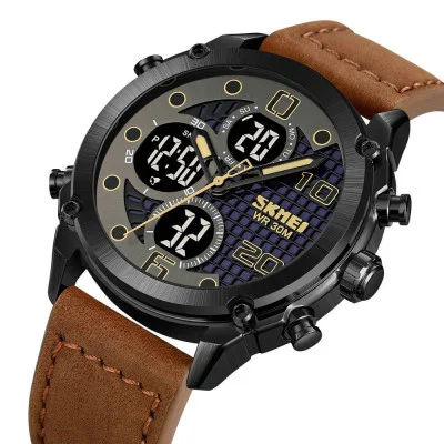 Чоловічий годинник Skmei 1975LDKBNBK Dark Brown-Black Leather.