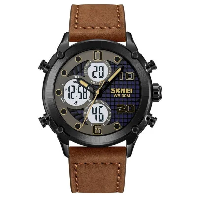 Мужские часы Skmei 1975LDKBNWT Dark Brown-White Leather.