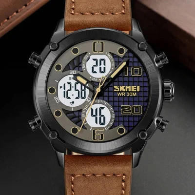 Чоловічий годинник Skmei 1975LDKBNWT Dark Brown-White Leather.