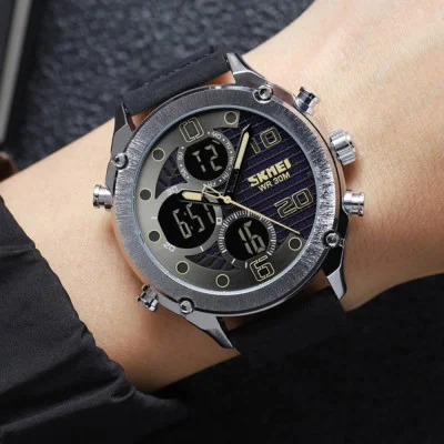 Чоловічий годинник Skmei 1975LSIBK Silver-Black Leather.