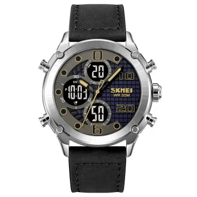 Мужские часы Skmei 1975LSIBK Silver-Black Leather.