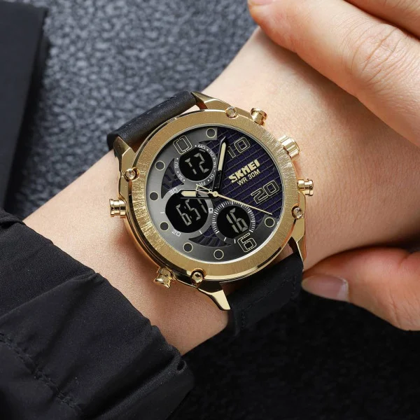 Чоловічий годинник Skmei 1975LGDBK Gold-Black Leather фото 4