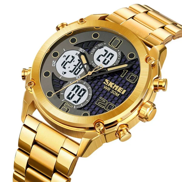 Мужские часы Skmei 1975SGDWT Gold-White Steel фото 3