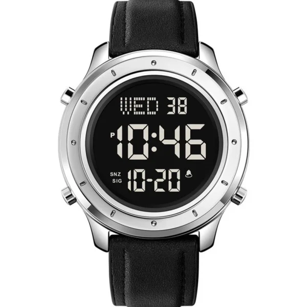 Чоловічий годинник Skmei 1864LSIBK Silver-Black Leather фото 1