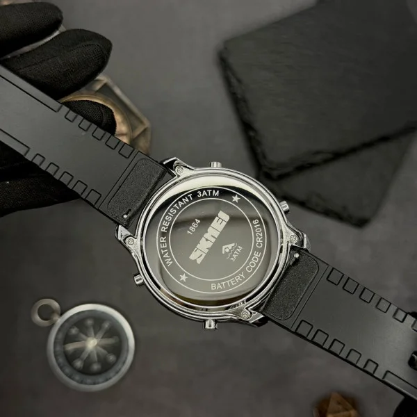 Чоловічий годинник Skmei 1864LSIBK Silver-Black Leather фото 11