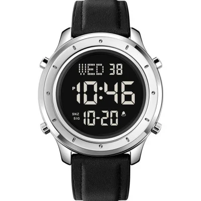 Чоловічий годинник Skmei 1864LSIBK Silver-Black Leather