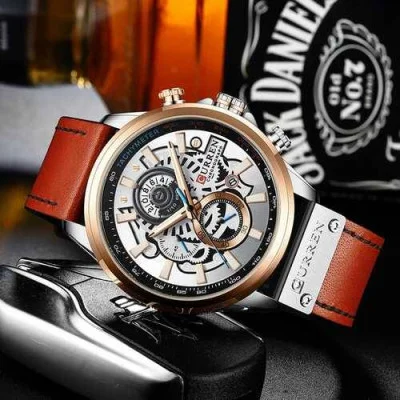Мужские часы Curren 8380 Silver-Cuprum-Brown