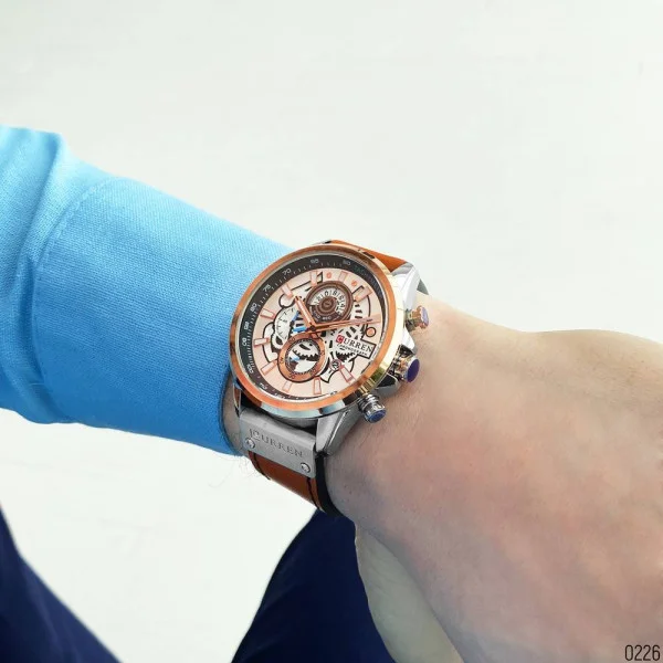 Чоловічий годинник Curren 8380 Silver-Cuprum-Brown фото 8