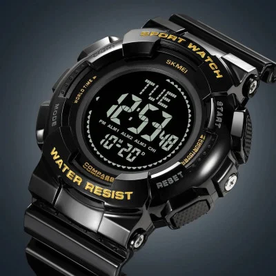 Чоловічий годинник Skmei 2077BKGD Black Gold+Compass