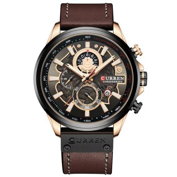 Мужские часы Curren 8380 Black-Cuprum-Dark Brown фото 1