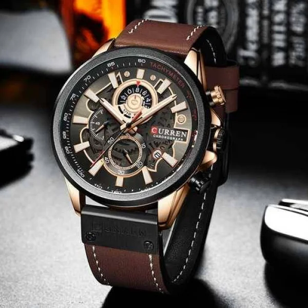 Мужские часы Curren 8380 Black-Cuprum-Dark Brown фото 3