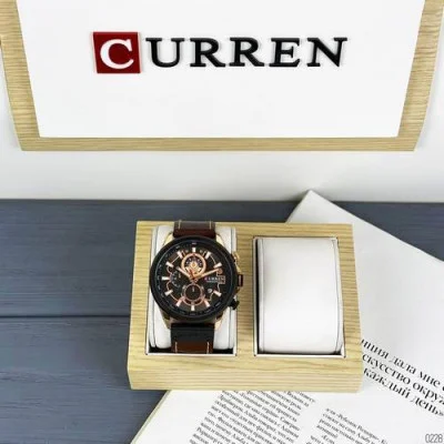 Чоловічий годинник Curren 8380 Black-Cuprum-Dark Brown