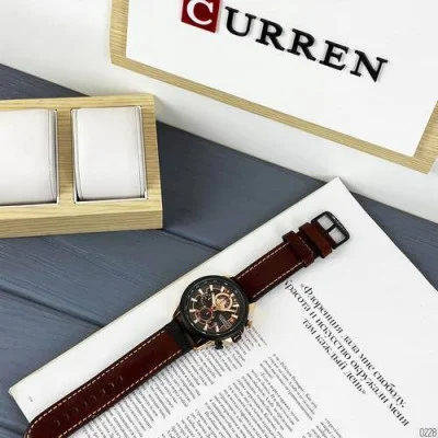 Чоловічий годинник Curren 8380 Black-Cuprum-Dark Brown