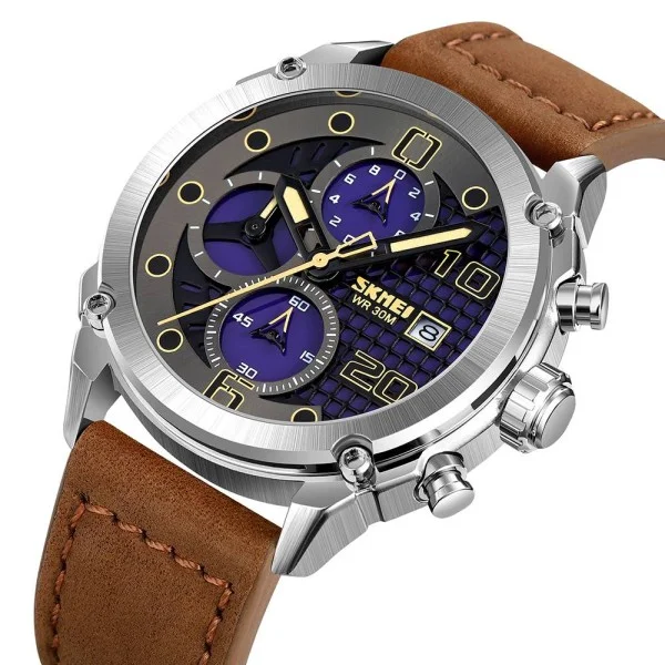 Чоловічий годинник Skmei 2051SIBN Silver-Brown фото 3