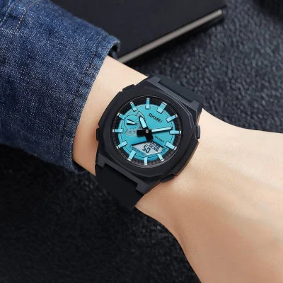 Чоловічий годинник Skmei 2091BKLTBUWT Blask-Lignt Blue-White